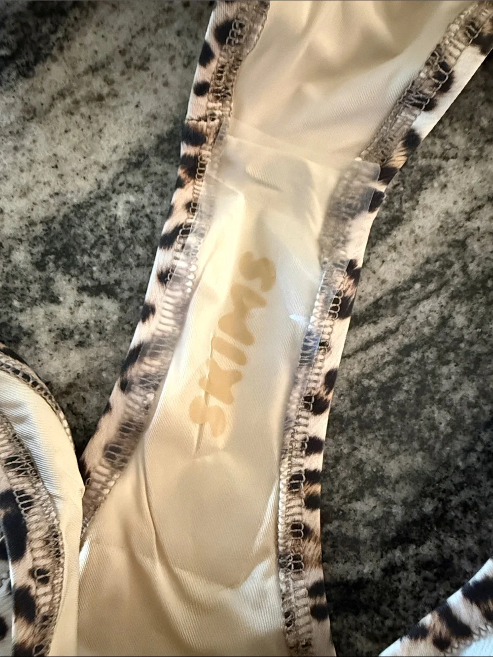 SKIMS Swim Cheeky Tanga Bikini Bottoms Champagne Leopard Print XS NWT
